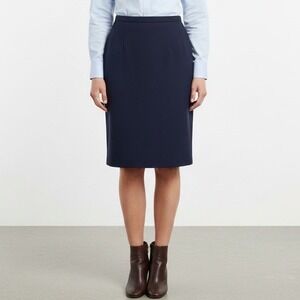 NEW Pendleton 100%Virgin Wool Navy Blue MIDI Pencil Skirt Minimalist Classiccore